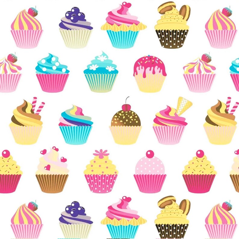 Cakes Muffins baby cotton Fabric Fabric by the yard Dessert Fabric Bake Cupcake Fabric