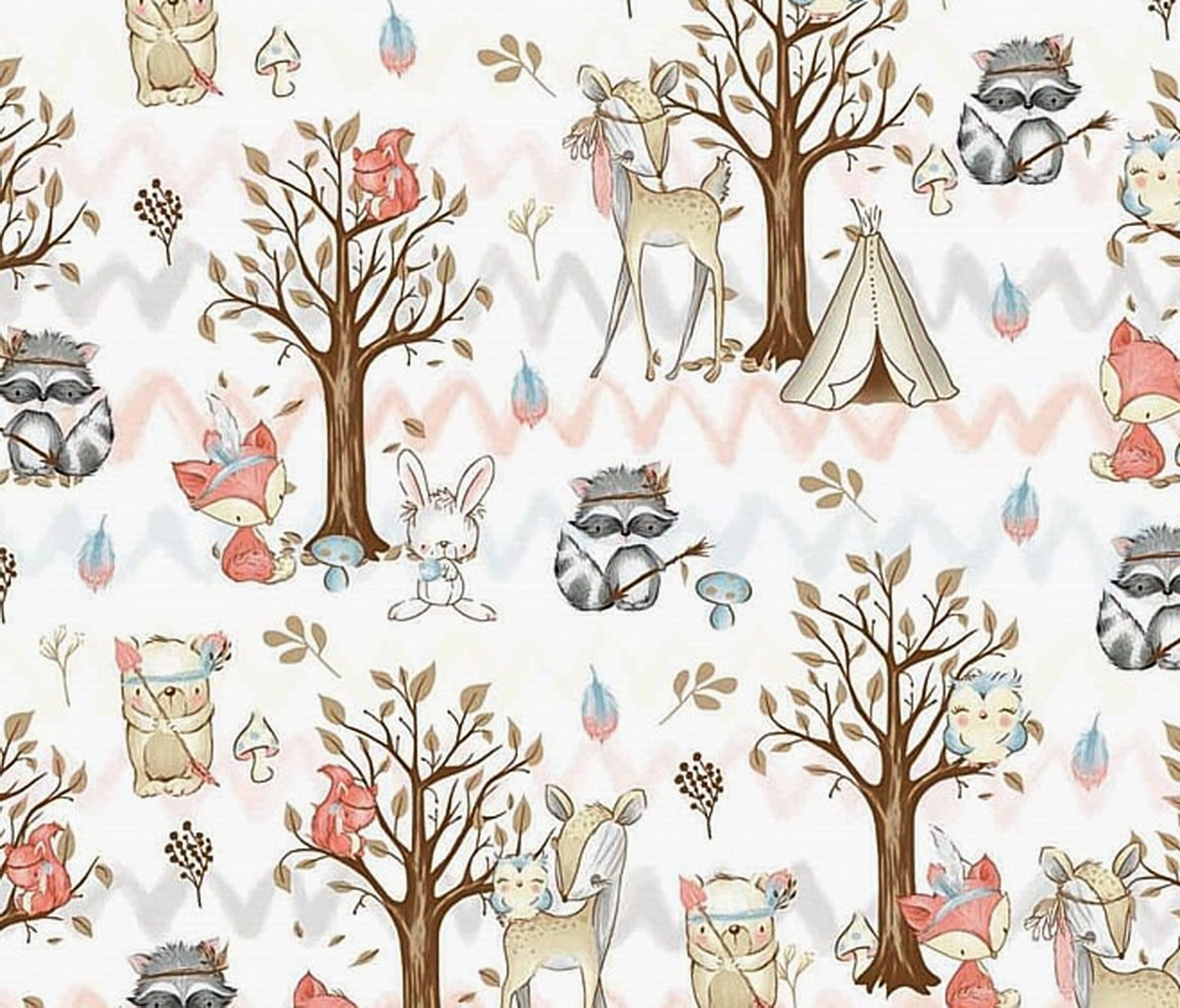 Forest animals baby Cotton fabric fabric by the yard by the Etsy