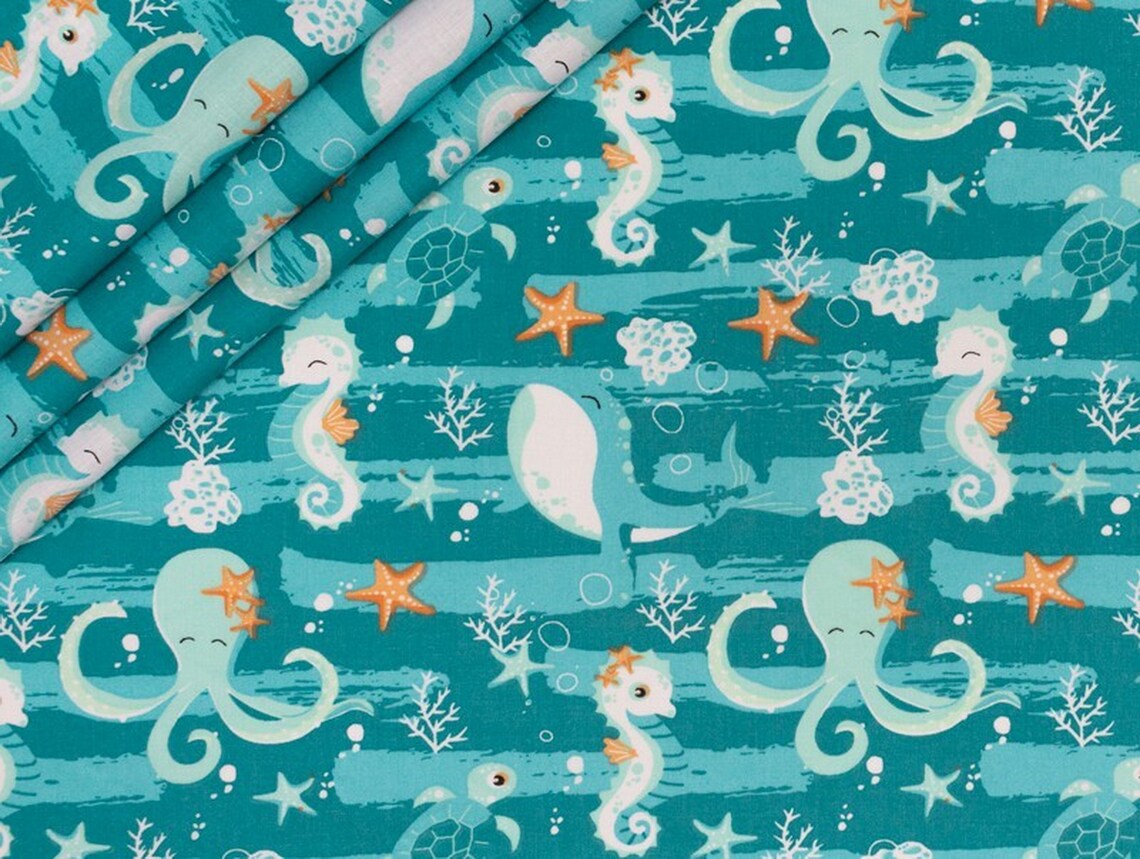 Sea world Baby Cotton fabric by the yard fabric by the meter Etsy