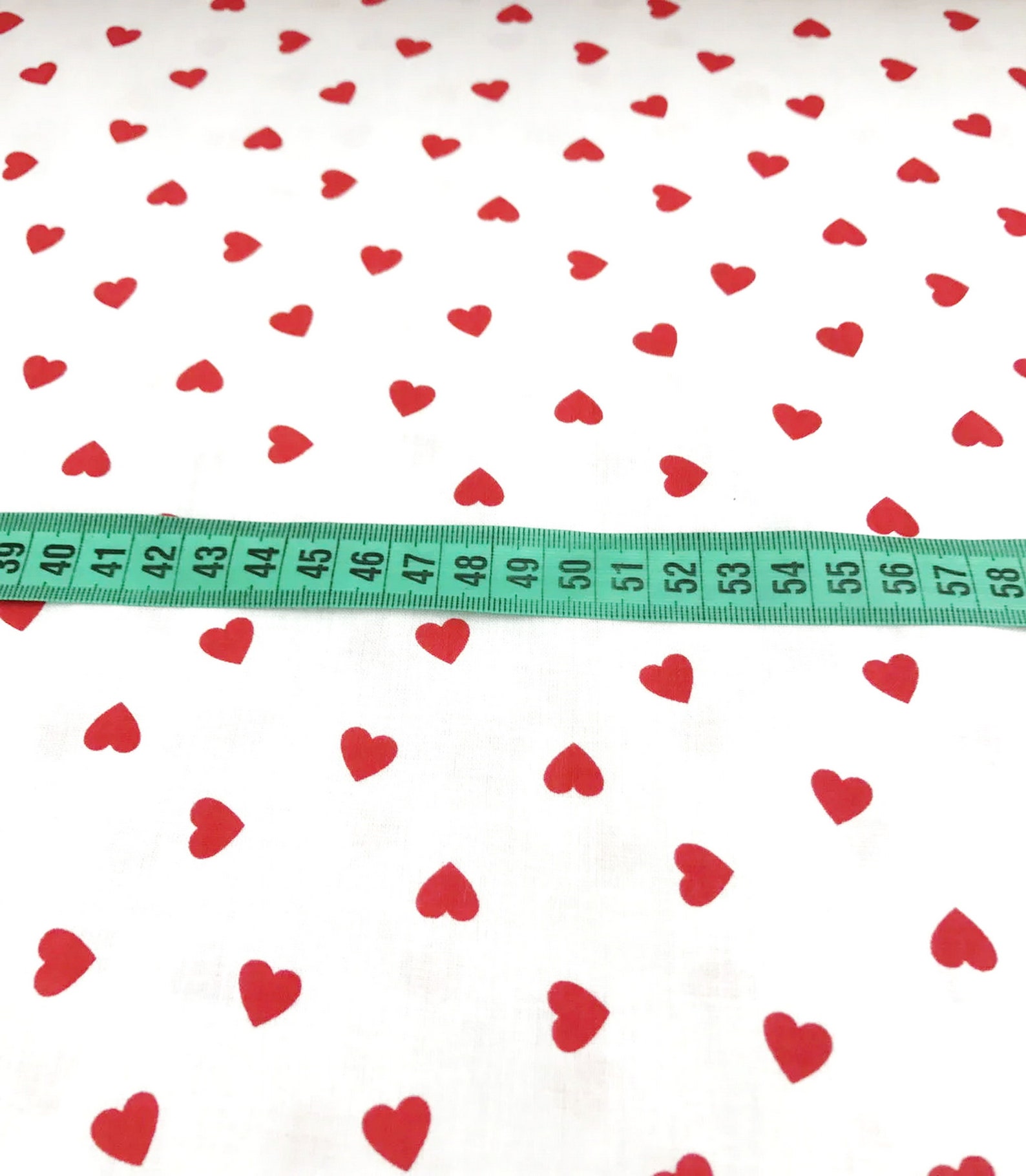 Red hearts on white cotton fabric by the yard fabric by the Etsy