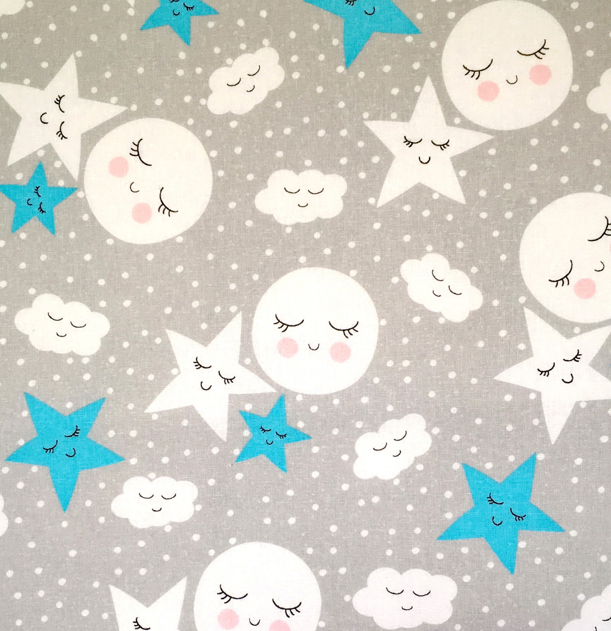 Cotton fabric Sleeping blue stars and moons baby fabric by the Etsy