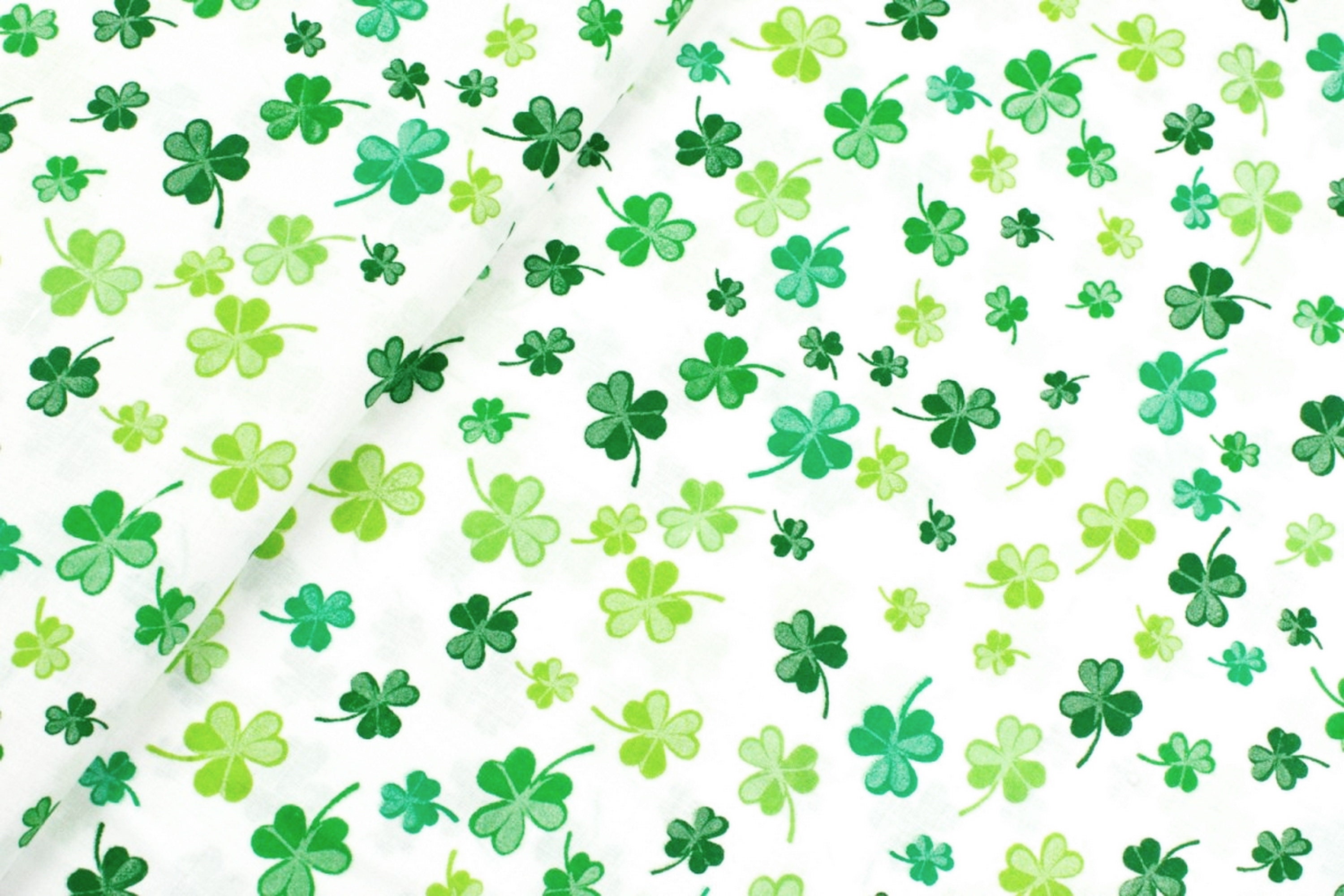 Clover cotton Fabric Shamrocks fabric three Leaf Clover Etsy