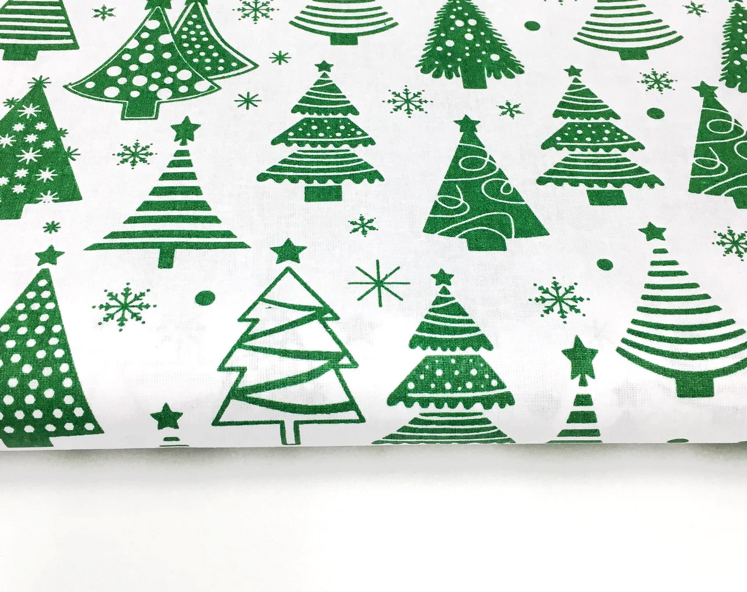 Holiday Christmas Trees Fabric 100 Cotton fabric fabric by Etsy