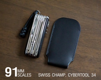 Lederscheide für Victorinox Swiss Champ, Cybertool 34, 91 mm Griffschalen, Handmade, Buttero, Veg-Tan Leder