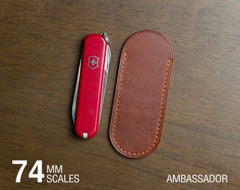 Leather Sheath for Victorinox Ambassador, 74 mm scales, Handmade, Buttero, Veg-Tan leather