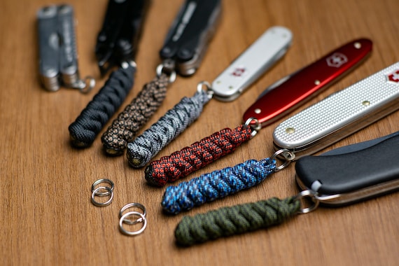 Buy Paracord, Knife Lanyard With Split Ring, Stainless Steel, EDC, Key  Chain, Made to Order, Snake Knot Pattern Online in India 