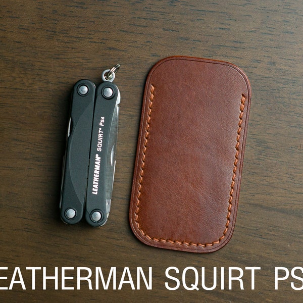 Funda de cuero para Leatherman Squirt PS4, hecha a mano, Buttero, cuero Veg-Tan