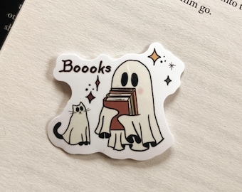 Boooks ghost sticker, bookish sticker, kindle sticker, Bookish Girlie Sticker, Kindle Girlie Sticker, Book lover gift, Halloween sticker