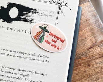 Introverted and okay with it sticker, bookish sticker, kindle sticker, Bookish Girlie Sticker, Kindle Girlie Sticker, Book lover gift