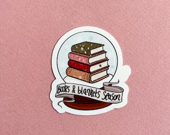 Books and blankets winter sticker, bookish sticker, kindle sticker, Bookish Girlie Sticker, Kindle cozy Christmas, Book lover gift