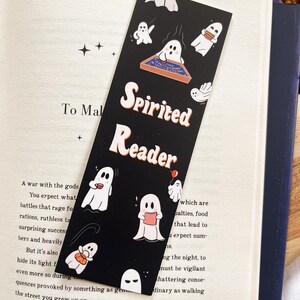 Levendige lezer gezellige spookbladwijzer, bladwijzer kwastje, Halloweencadeau, leuke leesgrage bladwijzer, cadeau boekenliefhebber, Halloween-bladwijzer, herfstcadeau