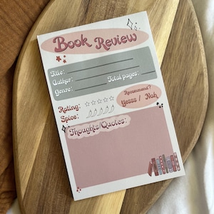 Book Review Post-it sticky pads, book gift, gift for readers, bookworm gift, cute stationery, notebook annotation