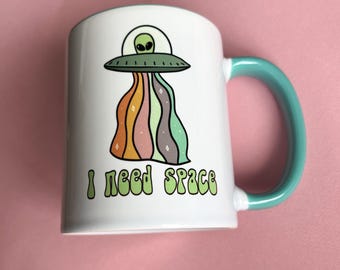 I need space alien mug, cute reader gift, space mug, reader present, cute girlie mug, gifts for alien fans