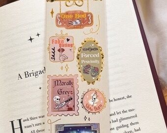 Book tropes gold foil bookmark, tassel bookmark, Cute Bookish Bookmark, Page saver, Literary gifts, Book lover gift, Gift for reader