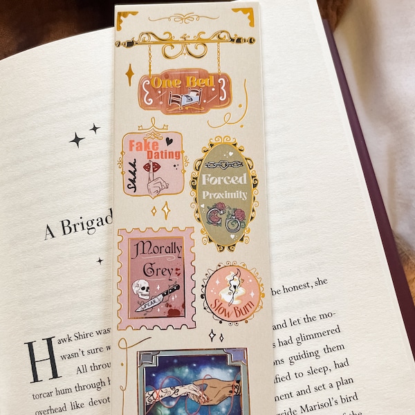 Boekstijlen bladwijzer bladgoud, bladwijzer kwast, leuke leesgrage bladwijzer, paginabeveiliging, literaire geschenken, cadeau boekenliefhebber, cadeau voor lezer