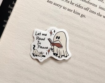 Read in peace ghost sticker, bookish sticker, kindle sticker, Bookish Girlie Sticker, Book lover gift, Halloween sticker, mini sticker