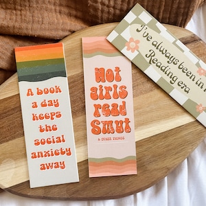 Retro mini-bladwijzerset, bladwijzers met kwastjes, grappige bladwijzers, leuke leesgrage bladwijzer, literaire geschenken, cadeau boekenliefhebber, cadeau voor lezer