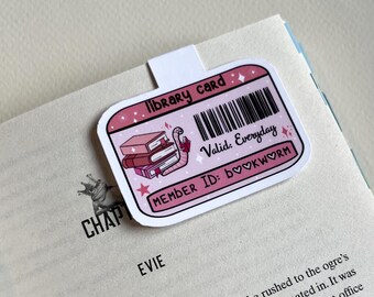 Library card magnetic bookmark, library bookmark ,Cute Bookish Bookmark, Book lover gift, Gift for reader, bookish gift