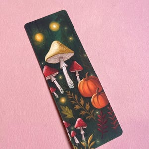 Autumn mushrooms mini bookmark, autumn bookmark, Cute pumpkin Bookmark, Book lover gift, Gift for reader, Fall bookmark, bookish gift