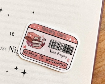 Bibliotheekkaartsticker, leesgrage sticker, kindlesticker, leesgrage girliesticker, Kindle girliesticker, cadeau boekenliefhebber