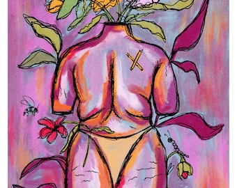 Colorful Body Positive Figure Print | Nature Woman Art