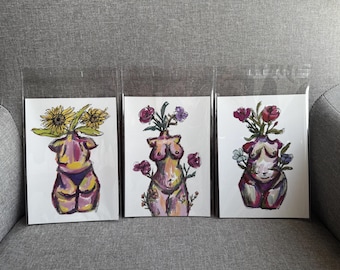 Positieve bloemenkunstafdrukken: vrouwenfiguren (5 x 7 of 8 x 10)