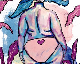 Floral Body Positive Art Print | Blooming Woman Figure