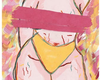 Body Positive Rainbow Art Print "Censored": Feminist Woman Art