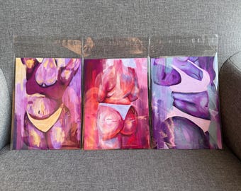 Rainbow Stretch Marks Art Prints: Body Positive Women (Set of 3)