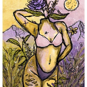 Weibliche Kraft Frau Natur Druck | Frauen Kunst | Weibliche Natur Kunst | Frau Ermächtigung Kunst | Feministische Kunst | Mutter Natur Kunst | Körper positiv