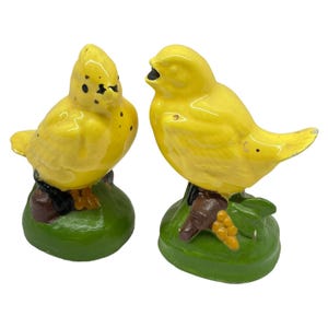 Vintage Ceramic Birds Yellow Ręcznie Malowane Nowoczesne Century Zestaw Dwóch