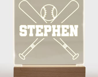 Luz nocturna de bate de béisbol, regalos personalizados para bebés, luz nocturna para decoración de habitaciones para niños, decoración ligera de guardería, regalo personalizado para bebés, lámpara de luz nocturna