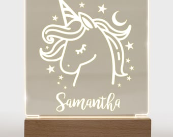 Personalized Unicorn Night Light, Custom Nursery Lamp for Kids, Night Light for Children's, Kids Bedroom Night Light Décor, Gift for Kids