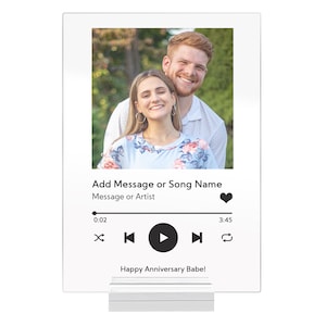 Personalized Couple Photo Song Picture Acrylic Music Plaque, Custom Acrylic Plaque With Photo, Music Plaque Couple Gift, Music Lover Gift
