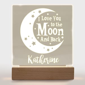 I Love You to the Moon and Back Night Light for Nursery Décor, Acrylic Night Light, Personalized Night Light, Moon and Back Night Light Lamp