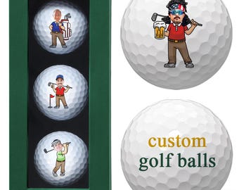 Custom Character Golf Balls, Personalized Cartoon Golf Ball, Funny Golf Gift for Men, Unique Golfer Gift, Custom Golf Balls with Design