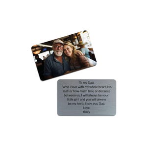 Tarjeta de billetera de metal personalizada - Tarjeta de billetera de metal personalizada con mensaje personalizado con foto - Inserto de billetera con imagen grabada como regalo para esposo