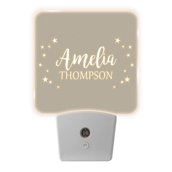 Customized Name Plug In Night Light, Baby Name Night Lights Nursery Decor, White LED Acrylic Night Light, Bedside Night Lights Wall Plug In