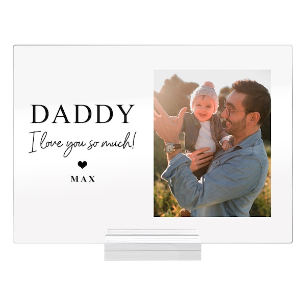 Custom Photo Acrylic Plaque Gift for Dad, Personalized Dad Photo Plaque Gift, Family Portrait Quote Acrylic Plaque, Birthday Gifts for Men