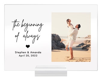 Wedding Photo Acrylic Plaque, Personalized Couple Gift, Custom Photo Acrylic Plaque, Gift for Newly Engaged Couple, Engagement Date Gift