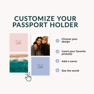 Custom Passport Cover, Personalized Passport Holder RFID Protection, Custom Travel Wallet, Faux Leather Cover, Travel Gift for Men & Women image 4