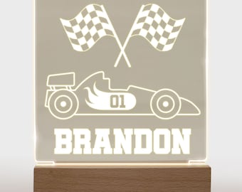 Personalized Racing Car Night Light for Baby Boy, Race Car Gift for Toddler Boys, Personalized Kids Gifts, Racecar Night Light Bedroom Décor