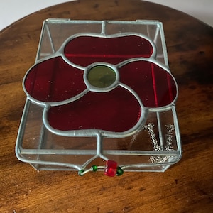 Vintage Stained glass hinged jewelry box