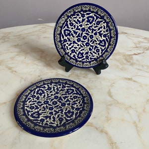 Armenian Pottery from Jerusalem Israel. Set of two small plates. Can be hung on the wall.