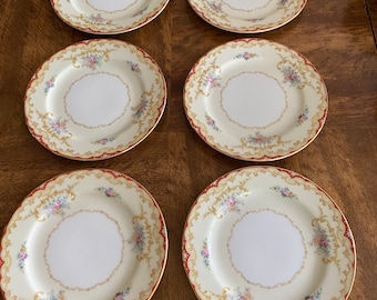 Vintage Noritake Oradell Set of 6 bread plates. 6 1/4” diameter.