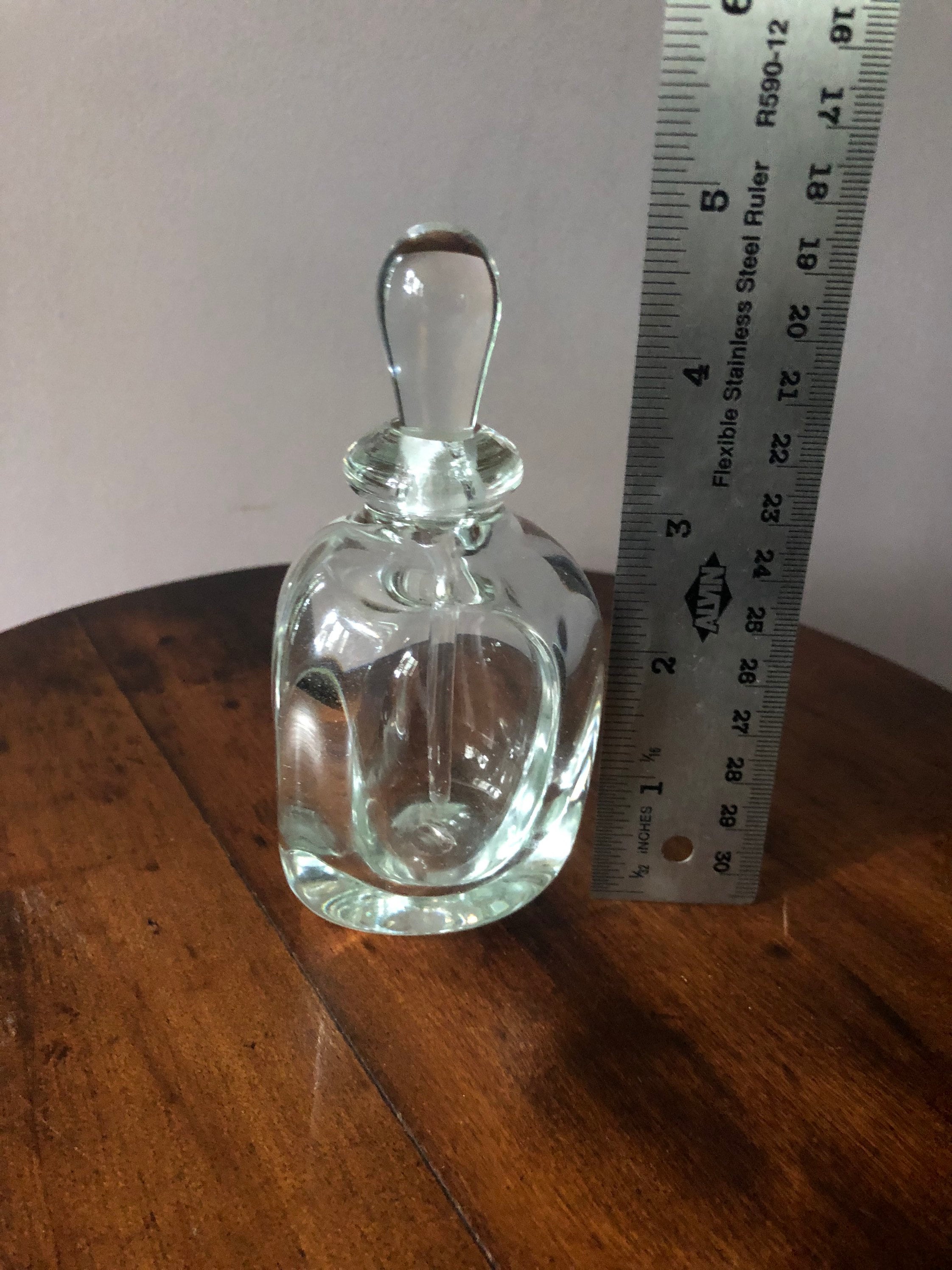 Hand blown glass bottle with beautiful long stopper Etsy