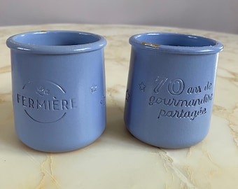 La Fermière limited edition periwinkle terracotta oven to table pots.