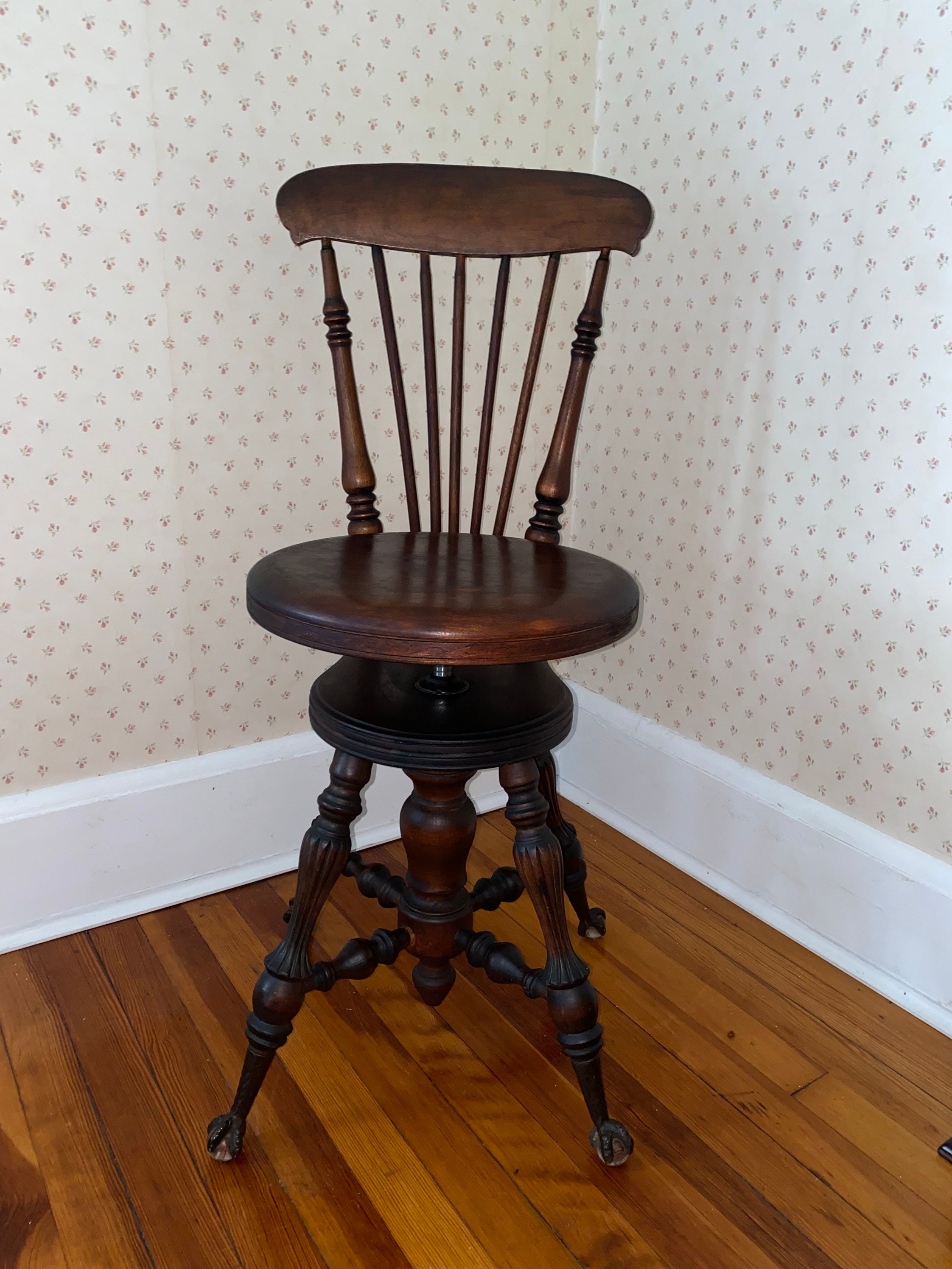 Antique piano stool with backrest online