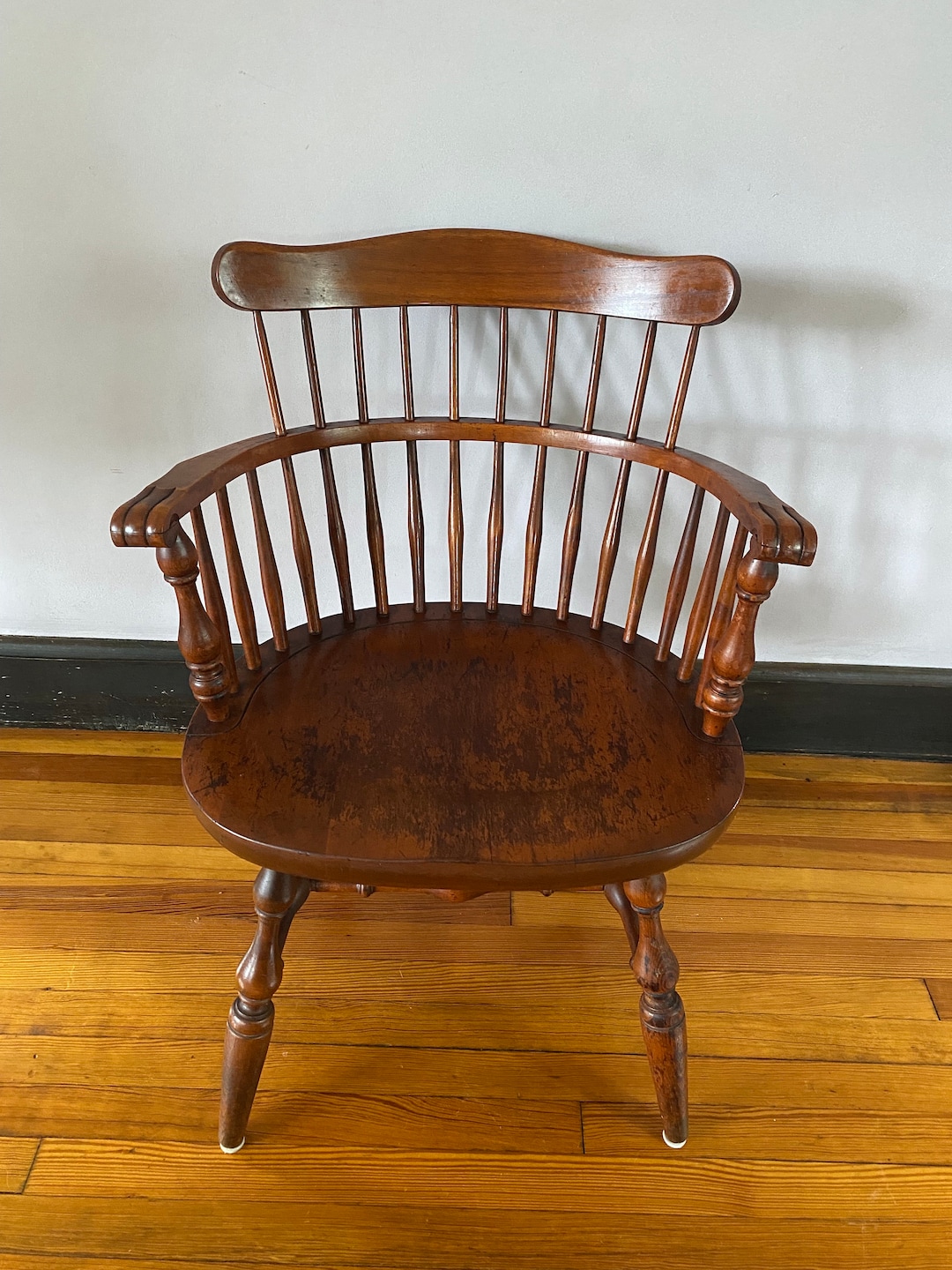Nichols Stone Solid Hard Rock Maple Colonial Early American Comb Back Dining Armchair Etsy
