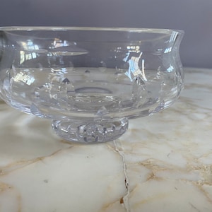 Vintage 5” lead crystal cut glass footed bowl. Pristine condition.
